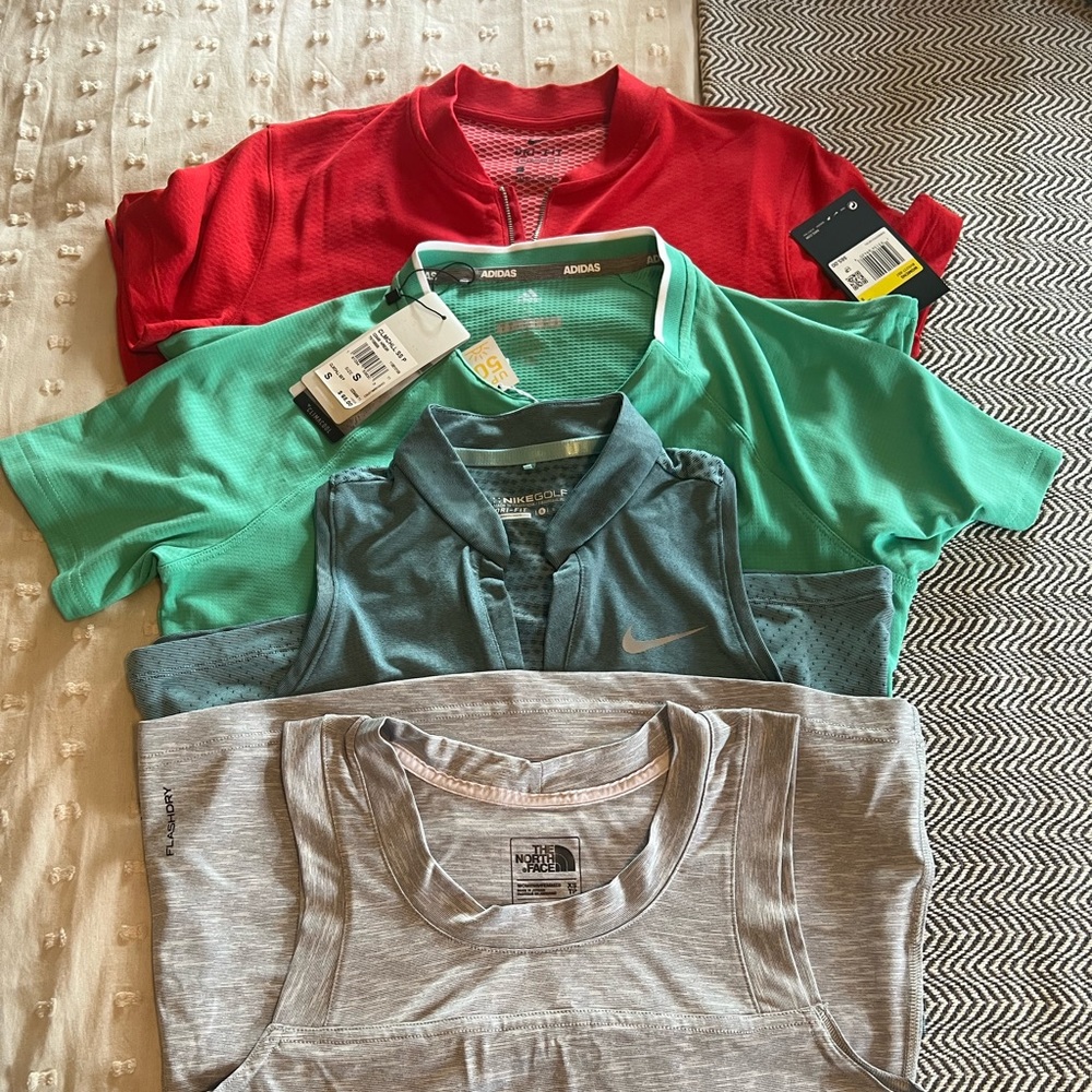 Lot of 4 ladies golf tops - Nike, Adidas, Northface